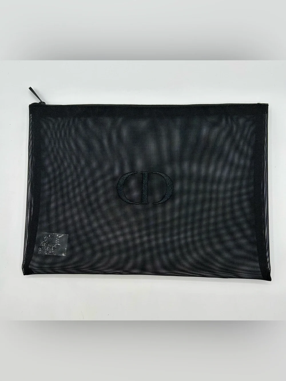 CHRISTIAN DIOR Pouch Black Mesh Cosmetic or Travel Makeup Bag.